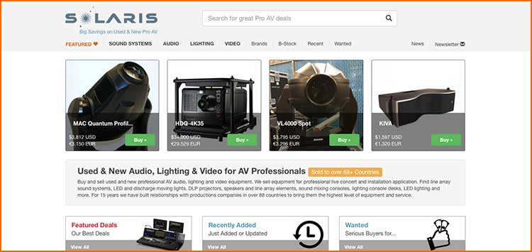 Solaris Network - Used Production equipment websites