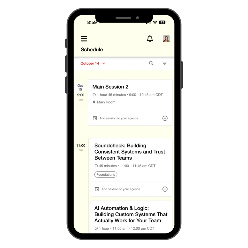 app schedule mockup